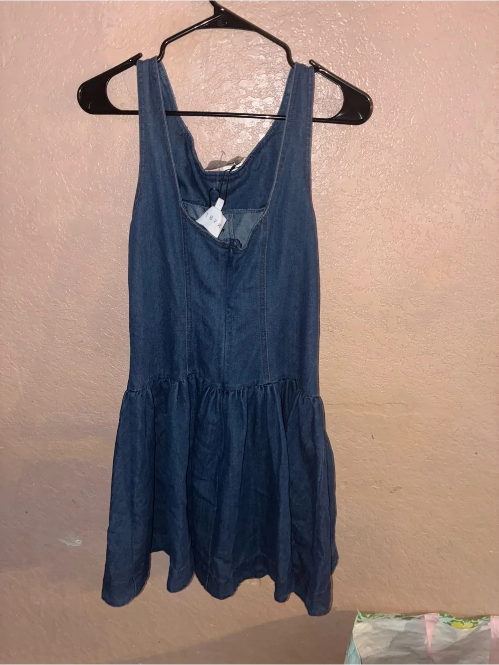 MABLE DENIM BUTTON FRONT LOW WAIST MINI DRESS